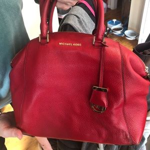 Michael Kors Red Leather Pebbled Handbag